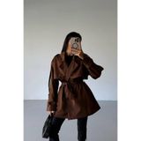 Kuşak Detay Mini Trençkot Kahverengi Standart