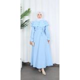 Kuşaklı Fırfır Detaylı Tesettür Terikoton Elbise Bebe Mavisi HNT0314 - 42