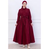 Kuşaklı Mevlana Elbise Bordo HM2105 - 52