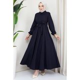 Kuşaklı Mevlana Elbise Lacivert HM2105 - 46
