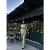 Kuşaklı Yelek Pantolon Takim - Haki - 2XL
