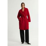 Kuşaklı Yün Karışımlı Kaban Bordo 136L9095000 - 46
