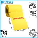 Kuşçu Etiket 1 Adet 135X100 250'LIK Orta Delikli/çentikli 'indirim' Lamine Karton Raf Etiketi / Kuşçu Etiket