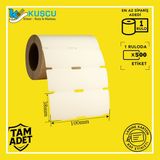 Kuşçu Etiket 1 Adet 38X100 500'LÜK Orta Delikli/çentikli Lamine Karton Raf Etiketi / Kuşçu Etiket