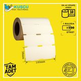 Kuşçu Etiket 10 Adet 38X100 500'LÜK Orta Delikli/çentikli Lamine Karton Raf Etiketi / Kuşçu Etiket