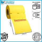 Kuşçu Etiket 100 Adet 135X100 250'LIK Orta Delikli/çentikli 'indirim' Lamine Karton Raf Etiketi / Kuşçu Etiket