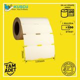 Kuşçu Etiket 100 Adet 38X100 500'LÜK Orta Delikli/çentikli Lamine Karton Raf Etiketi / Kuşçu Etiket