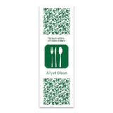 Kuşe Kağıt Çatal Kaşık Bıçak Kılıfı 100 Adet - 8cm X 24cm (Çiçekli Desen) Tek Kullanımlık