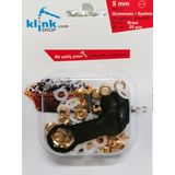 Kuşgözü No.3 (5 mm) Kendin Yap Kiti, Örgü Bebek Patik, Ayakkabı, Giyim, Deri Çanta ve Ayakkabı için Çekiçle Uygulama Aparatları ve 25 Adet Kuşgözü Takım-Paslanmaz Pirinç (gold)