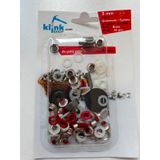 Kuşgözü No.3 (5 mm) Kendin Yap Kiti, Örgü Bebek Patik, Ayakkabı, Giyim, Deri Çanta ve Ayakkabı için Çekiçle Uygulama Aparatları ve 25 Adet Kuşgözü Takım-Paslanmaz Pirinç (kırmızı boyalı)