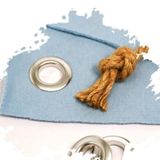 Kuşgözü No.4 (6mm) Kendin Yap Kiti, Örgü ve Deri Ayakkabılar ve Deri Ürünler için Çekiçle Uygulama Aparatları ve 20 Adet Kuşgözü Takım-Paslanmaz Pirinç (lacivert boyalı)
