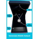 Kuşkaya Ticaret Işıklı Premium Kutuda | Dönen Yonca Kolye | Gümüş Renk | 14 Şubat Sevgililer Günü Hediyesi Işıklı Premium Kutuda - Gümüş 40-45