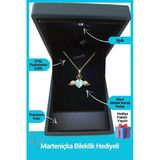 Kuşkaya Ticaret Işıklı Premium Kutuda | Kanatlı Mavi Kalp Kolye | 14 Şubat Sevgililer Günü Hediyesi | Kadın Işıklı Premium Kutuda - Altın 40-45