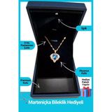 Kuşkaya Ticaret Işıklı Premium Kutuda | Zirkon Taşlı Kalp Kolye | 14 Şubat Sevgililer Günü Hediyesi | Kadın Mavi - Işıklı Premium Kutu 45 Cm