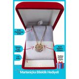 Kuşkaya Ticaret Lüx Kadife Kutuda | 4 Kalpli Yonca Kolye | Mıknatıslı | 14 Şubat Sevgililer Günü Hediyesi | Kadın Altın - Lüx Kadife Kutu 40-45