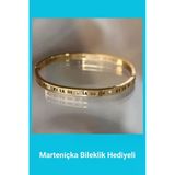 Kuşkaya Ticaret Roma Rakamlı Ince Bileklik Taşlı Gold | 14 Şubat Sevgililer Günü Hediyesi | Kadın Altın 18 Cm