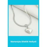 Kuşkaya Ticaret Venedik Inci Kalp Kolye Italyan Zincir | 14 Şubat Sevgililer Günü Hediyesi | Kadın Gümüş 40-45