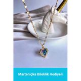 Kuşkaya Ticaret Zirkon Taşlı Kalp Kolye | 14 Şubat Sevgililer Günü Hediyesi | Kadın Gold Tek Ebat