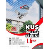 Kuşlar Için Balkon Güvenlik Filesi – 1.5 Metre Yükseklik | Metreyle Kesim |1.5 mm Ip, 4x4 cm Göz Aralığı + Montaj Aparatları (Beyaz/gri/siyah) - 1.5x9 m