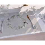 Kuşlu Bahçe Kumaş Amerikan Servis 4'lü Set 35X50CM Keten Kumaş Ulusl. Yıkama ve Solmama Sertifikası - 35 x 50 cm - Çok Renkli