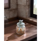 Kuşlu Silindir Kavanoz - Mint Yeşili - 650 ml
