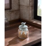 Kuşlu Silindir Kavanoz - Mint Yeşili - 650 ml