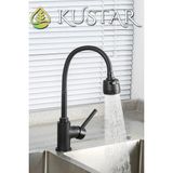 Kustar 2 Fonksiyonlu Spiralli Tam Siyah Banyo Lavabo Bataryası Pirinç Malzeme Modern Tasarım