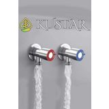 Kustar 2'Li İnox Aç Kapa Sıcak Soğuk Su Ara Musluğu Taharet Musluğu Batarya Flex Bağlantı Musluğu