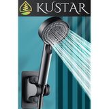 Kustar 5 Fonksiyon Royal Duş Başlığı Kendinden Yapışkanlı Duş Askısı 1,5 Örgülü Siyah Duş Hortumu Duş Seti