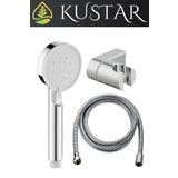 KUSTAR 5 Fonksiyonlu Yüksek Basınçlı Tasarruflu Tazyikli Duş Seti Duş Başlığı L Askı Örgülü Hortum