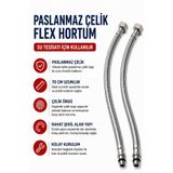 KUSTAR 70 CM Paslanmaz Çelik Örgülü Flex Hortum 3/8 Su Bağlantı Hortumu Batarya ve Klozet Uyumlu