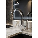 Kustar Kare Krom Lavabo Bataryası – Tek Kollu Aç Kapa Musluk | Modern Lüks Tasarım | Profil Paslanmaz