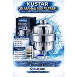 KUSTAR Krom Duş Filtresi – Kireç Önleyici & Klor Azaltıcı Arıtmalı Duş Başlığı Filtresi