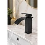 Kustar Siyah Şelale Lavabo Bataryası | Mat Siyah Kare Banyo Lavabo Musluğu | Paslanmaz Gövde | Tek Kollu Sıcak Soğuk Batarya