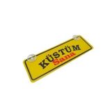 Küstüm Sana Yazılı Sarı Dekor Plaka Vantuzlu Cam Süsü 22x7.5cm KS2