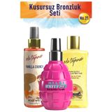 Kusursuz Bronzluk Seti No:21 Işıltılı SPF0 + Miami Bomb + Vanilya Body Mist | 3 Pack