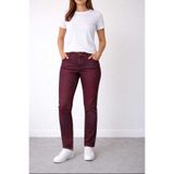 Kutaf Bordo Yüksek Bel Slim Fit Mumlu Kadın Jean Pantolon Günlük Rahat Esnek Denim