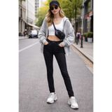 Kutaf Kadın Siyah Yüksek Bel Skinny Jean Pantolon Günlük Sokak Stili Dar Paça Denim