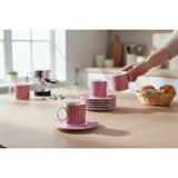 Kütahya Home 12 Parça Desenli Porselen Kahve Fincan Takımı Tulu | 6 Kişilik - Pembe - 80 ml