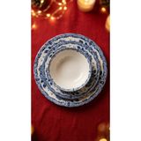 KÜTAHYA HOME Blue Romance 24 Parça Desenli Porselen Yemek Takımı – Şık Sofra Seti Mavi Vintage
