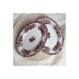 KÜTAHYA HOME Burgundy Romance 2'li 25 cm Desenli Porselen Kayık Salata Takımı – Şık Sofra Seti Bordo Vintage