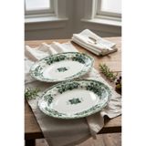 KÜTAHYA HOME Green Romance 2'li 25 cm Desenli Porselen Kayık Salata Takımı – Şık Sofra Seti Yeşil Vintage