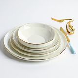 Kütahya Home Lüks Altın Yaldız File Desenli Modern Porselen Yemek Takımı 24 Parça 6 Kişilik Timeless Design