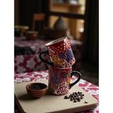 Kütahya Home Nespresso Fincan 2 Kişilik 2 Parça Otantik Kabartma Desen Çini - Krem - 86 ml