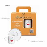 Kütahya Home Ruby 2 Kişilik Porselen Türk Kahvesi Fincan Takımı, 4 Parça Lüks Kahve Seti, Altın Yaldızlı Kenarlı ve Çiçek Motifli, Özel Çanta Kutulu