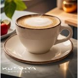 Kütahya Porselen 190 cc/ml 6 Kişilik Çay Duble Türk Kahve Fincan Takımı 12 Parça Cappuccino Latte Mocha