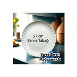 Kütahya Porselen Bone Luz 27 Cm 6 Adet Servis Tabağı, Outlet Damgasız Ürün