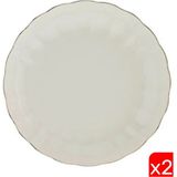 Kütahya Porselen Bone Luz Altın File Çukur Tabak 20CM 2 Li - 20 cm