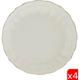 Kütahya Porselen Bone Luz Altın File Çukur Tabak 20CM 4 Lü - 20 cm