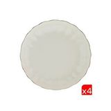 Kütahya Porselen Bone Luz Altın File Çukur Tabak 20cm 4 Lü Çok Renkli